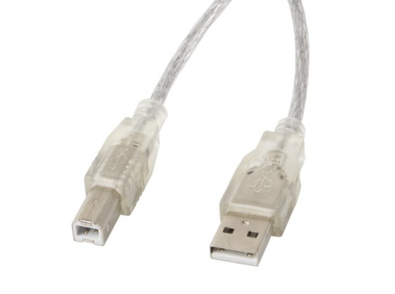 USB-A(M)-&gt;USB-B(M) 2.0 КАБЕЛ 1.8M ПРОЗРАЧЕН ФЕРИТЕН ЛЕНБЕРГ