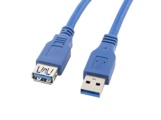 USB-A M/F 3.0 КАБЕЛ 3M СИН LANBERG