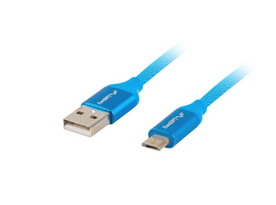 USB MICRO(M)-&gt;USB-A(M) 2.0 КАБЕЛ 1M СИН PREMIUM QC 3.0 LANBERG