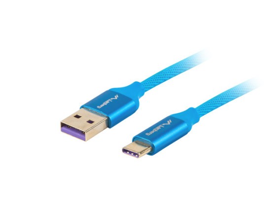 USB-C(M)-&gt;USB-A(M) 2.0 КАБЕЛ 0.5M СИН ПРЕМИУМ 5A LANBERG