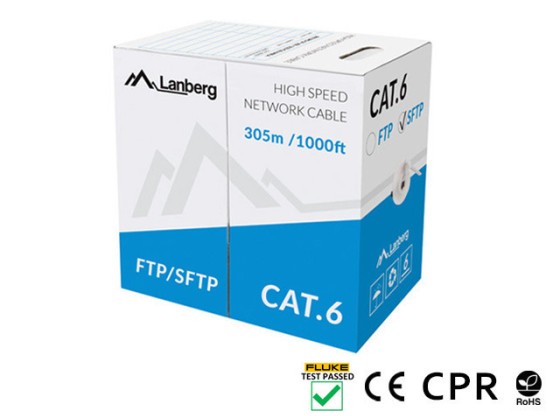 LAN КАБЕЛ CAT.6 SFTP 305M SOLID CU GREY CPR + FLUKE PASSED LANBERG