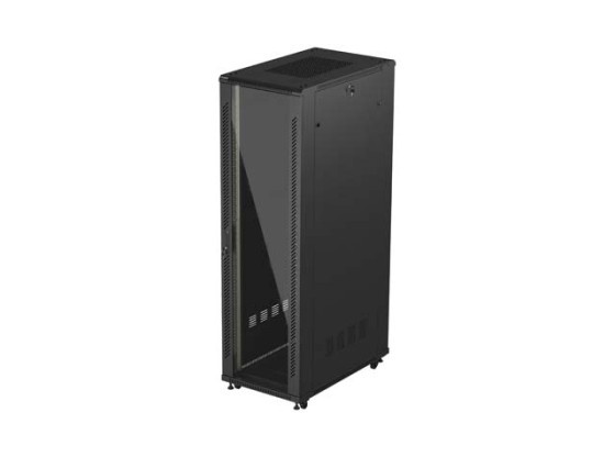 ИНСТАЛАЦИОНЕН ШКАФ-РАФТ 19" 42U 600X1000 ЧЕРНА СТЪКЛЕНА ВРАТА LANBERG (ПЛОСКА ОПАКОВКА)