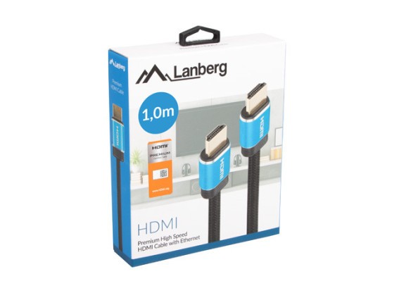 HDMI M/M V2.0 КАБЕЛ 1M CU ЧЕРНА КУТИЯ ПРЕМИУМ СЕРТИФИКАТ LANBERG