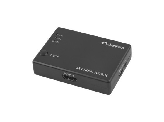 ПРЕВКЛЮЧВАТЕЛ ЗА ВИДЕО LANBERG 3X HDMI BLACK + MICRO USB ПОРТ + ДИСТАНЦИОННО УПРАВЛЕНИЕ