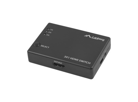 LANBERG 3X HDMI видео превключвател, черен + USB-C порт + дистанционно управление V2