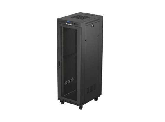 19" ШКАФ ЗА БАГАЖНИК СЪС СВОБОДНА СТОЙКА 37U/600X800 (ПЛОСКА ОПАКОВКА) С МРЕЖЕСТА ВРАТА LCD ЧЕРЕН LANBERG V2
