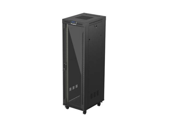 ШКАФ ЗА БАГАЖНИК 19" СВОБОДНОСТОЯЩ 42U/600X800 (ПЛОСКА ОПАКОВКА) СЪС СТЪКЛЕНА ВРАТА LCD ЧЕРЕН LANBERG V2