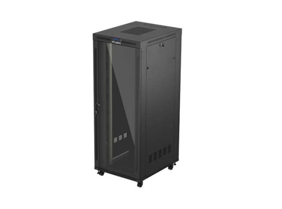 ШКАФ ЗА БАГАЖНИК 19" СВОБОДНОСТОЯЩ 42U/800X1000 (ПЛОСКА ОПАКОВКА) СЪС СТЪКЛЕНА ВРАТА LCD ЧЕРЕН LANBERG V2