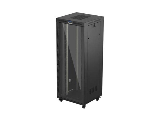 ШКАФ ЗА БАГАЖНИК 19" СВОБОДНОСТОЯЩ 42U/800X800 (ПЛОСКА ОПАКОВКА) СЪС СТЪКЛЕНА ВРАТА LCD ЧЕРЕН LANBERG V2