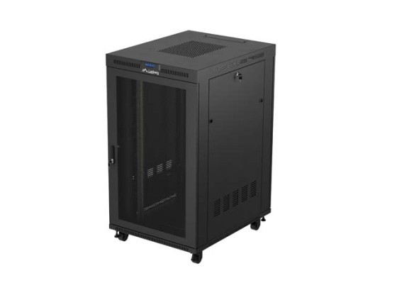 МОНТАЖЕН ШКАФ 19" 27U 800X1000 BLACK LCD ПЕРФОРИРАНА ВРАТА LANBERG (ПЛОСКА ОПАКОВКА) V2