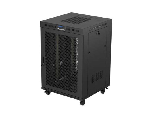 19" ШКАФ ЗА БАГАЖНИК СЪС СВОБОДНА СТОЙКА 22U/800X800 (ПЛОСКА ОПАКОВКА) ЧЕРЕН СЪС СТЪКЛЕНА ВРАТА LCD LANBERG V2