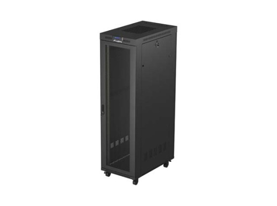 19" ШКАФ ЗА БАГАЖНИК СЪС СВОБОДНА СТОЙКА 42U/600X1000 (ПЛОСКА ОПАКОВКА) С МРЕЖЕСТА ВРАТА LCD ЧЕРЕН LANBERG V2