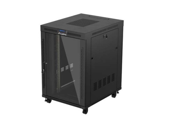 ИНСТАЛАЦИОНЕН ШКАФ ЗА СТЕЛАЖ 19" 22U 800X1000 ЧЕРНА СТЪКЛЕНА ВРАТА LCD LANBERG (ПЛОСКА ОПАКОВКА) V2