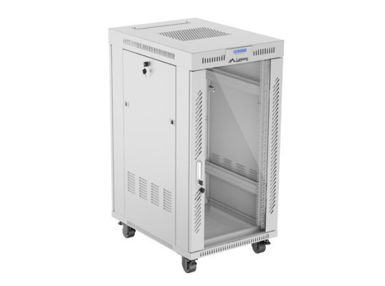 МОНТАЖЕН ШКАФ 19" 22U 600X800 СИВ СТЪКЛЕН ШКАФ С ВРАТА ЗА LCD (ПЛОСКА ОПАКОВКА) V2
