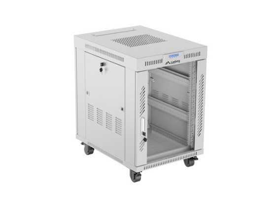 МОНТАЖЕН ШКАФ 19" 15U 600X800 СИВ СТЪКЛЕН ШКАФ С ВРАТА ЗА LCD (ПЛОСКА ОПАКОВКА) V2