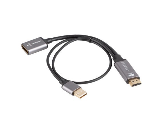 HDMI(M)->DISPLAYPORT(F) 4K АДАПТЕР НА КАБЕЛ 20CM SILVER LANBERG