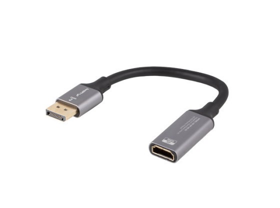 DISPLAYPORT(M)->HDMI(F) 4K АДАПТЕР НА КАБЕЛ 20CM SILVER LANBERG