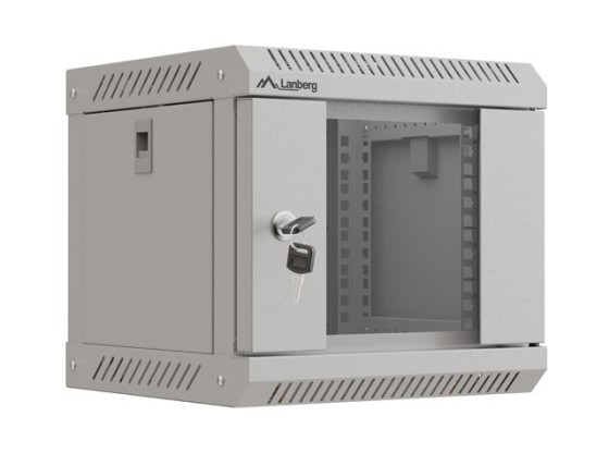 ИНСТАЛАЦИОНЕН ШКАФ 10" 4U 300X300 СИВА СТЪКЛЕНА ВРАТА LANBERG (ПЛОСКА ОПАКОВКА)