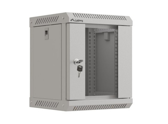 ИНСТАЛАЦИОНЕН ШКАФ 10" 6U 300X300 СИВА СТЪКЛЕНА ВРАТА LANBERG (ПЛОСКА ОПАКОВКА)