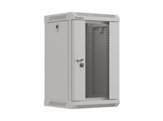 ИНСТАЛАЦИОНЕН ШКАФ 10" 9U 300X300 СИВА СТЪКЛЕНА ВРАТА LANBERG (ПЛОСКА ОПАКОВКА)