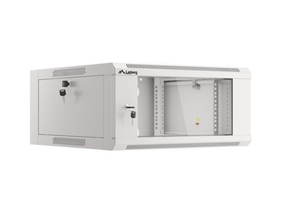 МОНТАЖЕН ШКАФ 19" 4U 600 СИВ СЪС СТЪКЛЕНА ВРАТА LANBERG (СГЛОБЕН)
