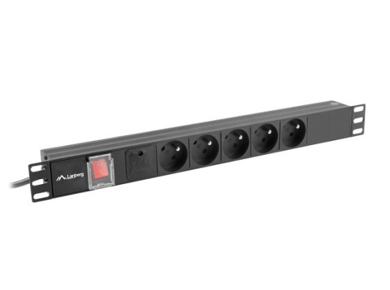 ЗАХРАНВАЩА ЛЕНТА ЗА ШКАФ PDU 19" LANBERG 1U 16A 5X 230V PL 2M BLACK