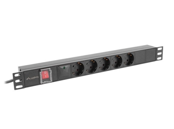 ЗАХРАНВАЩА ЛЕНТА ЗА ШКАФ PDU 19" LANBERG 1U 16A 5X 230V SCHUKO 2M BLACK