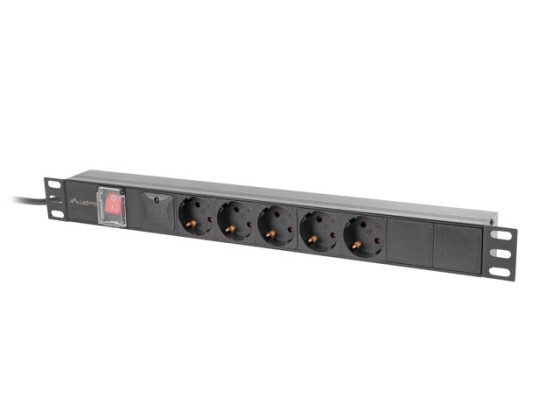 ЗАХРАНВАЩА ЛЕНТА ЗА ШКАФ PDU 19" LANBERG 1U 16A 5X 230V SCHUKO 2M BLACK