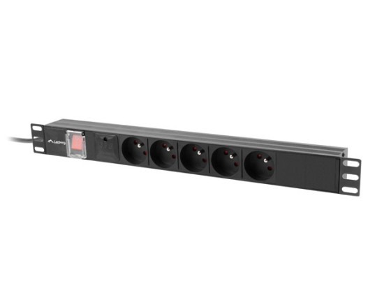 ЗАХРАНВАЩА ЛЕНТА ЗА ШКАФ PDU 19" LANBERG 1U 10A 5X 230V PL 2M BLACK C14