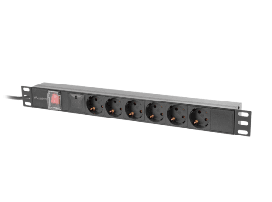 ЗАХРАНВАЩА ЛЕНТА ЗА ШКАФ PDU 19" LANBERG 1U 10A 6X SCHUKO 2M BLACK C14