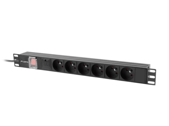 ЗАХРАНВАЩА ЛЕНТА ЗА ШКАФ PDU 19" LANBERG 1U 10A 6X 230V PL 2M BLACK C14