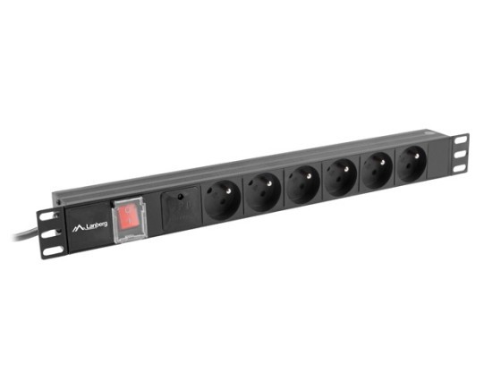 ЗАХРАНВАЩА ЛЕНТА ЗА ШКАФ PDU 19" LANBERG 1U 10A 6X 230V PL 2M BLACK C14