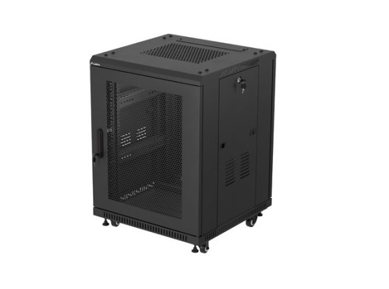 МОНТАЖЕН ШКАФ 19" 15U 600X600 ЧЕРНА ПЕРФОРИРАНА ВРАТА LANBERG (ПЛОСКА ОПАКОВКА)