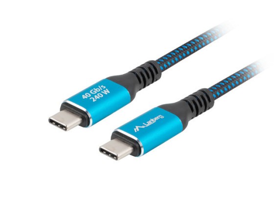 КАБЕЛ USB-C M/M USB4 0.5M 240W 8K 60HZ ЧЕРНО-СИН LANBERG
