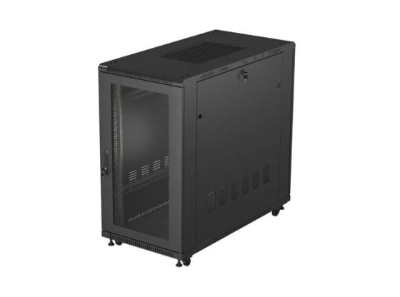 ИНСТАЛАЦИОНЕН ШКАФ РАФТ 19" 22U 600X1200 ЧЕРЕН С ПЕРФОРИРАНА ВРАТА LANBERG (ПЛОСКА ОПАКОВКА)