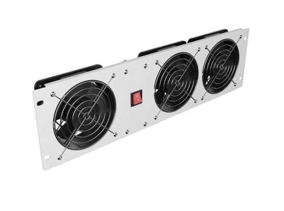 ВЕРТИКАЛЕН ВЕНТИЛАЦИОНЕН ПАНЕЛ 19" 3U ЗА ШКАФ ТРИ ВЕНТИЛАТОРА 230V СИВ LANBERG