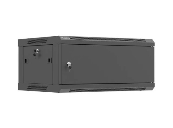 МОНТАЖЕН ШКАФ 19" 4U 600X450 ЧЕРНА МЕТАЛНА ВРАТА LANBERG (ПЛОСКА ОПАКОВКА)