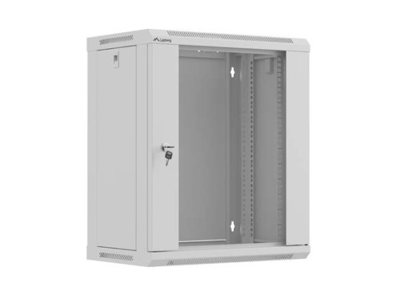 МОНТАЖЕН ШКАФ 19" 12U 540X350 СИВА СТЪКЛЕНА ВРАТА LANBERG (ПЛОСКА ОПАКОВКА)