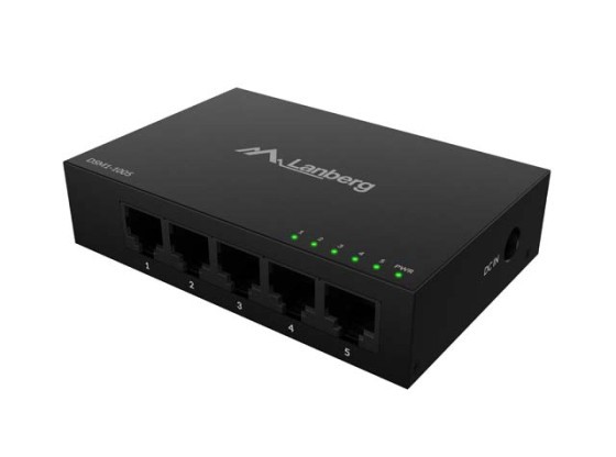 ПРЕВКЛЮЧВАТЕЛ LANBERG DSM1-1005 5X 1GB/S НЕУПРАВЛЯЕМ ГИГАБИТОВ ЕТЕРНЕТ ЗА НАСТОЛНИ КОМПЮТРИ 12V (МЕТАЛЕН КОРПУС)
