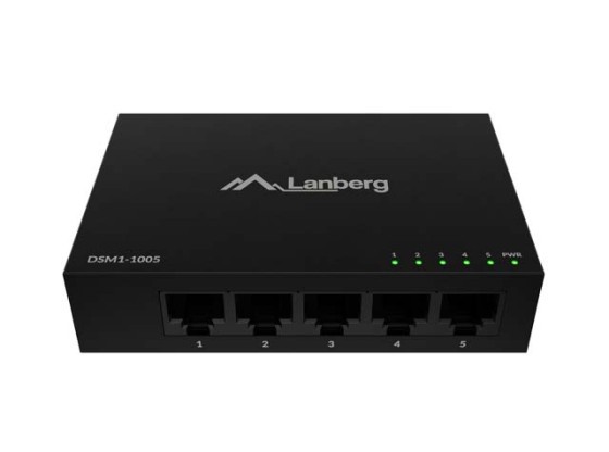 ПРЕВКЛЮЧВАТЕЛ LANBERG DSM1-1005 5X 1GB/S НЕУПРАВЛЯЕМ ГИГАБИТОВ ЕТЕРНЕТ ЗА НАСТОЛНИ КОМПЮТРИ 12V (МЕТАЛЕН КОРПУС)
