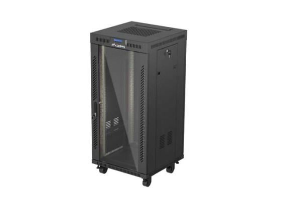 ИНСТАЛАЦИОНЕН ШКАФ 19" 24U 600X600 ЧЕРНА СТЪКЛЕНА ВРАТА LCD LANBERG (ПЛОСКА ОПАКОВКА) V2