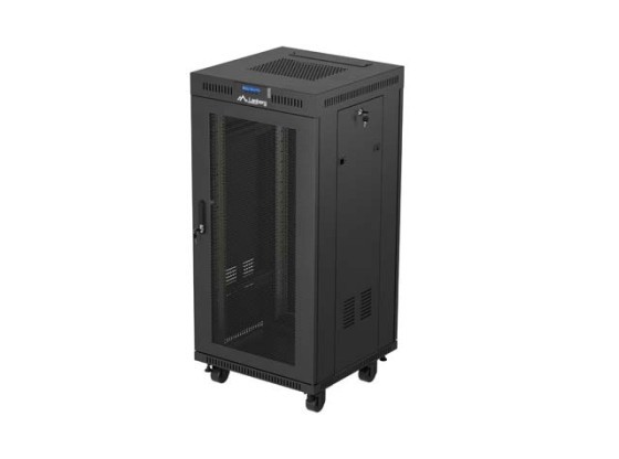 ИНСТАЛАЦИОНЕН ШКАФ ЗА СТЕЛАЖ 19" 24U 600X600 ЧЕРЕН LCD ПЕРФОРИРАНА ВРАТА LANBERG (ПЛОСКА ОПАКОВКА) V2