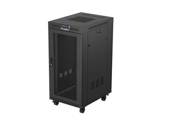 ИНСТАЛАЦИОНЕН ШКАФ ЗА СТЕЛАЖ 19" 24U 600X800 ЧЕРЕН LCD ПЕРФОРИРАНА ВРАТА LANBERG (ПЛОСКА ОПАКОВКА) V2