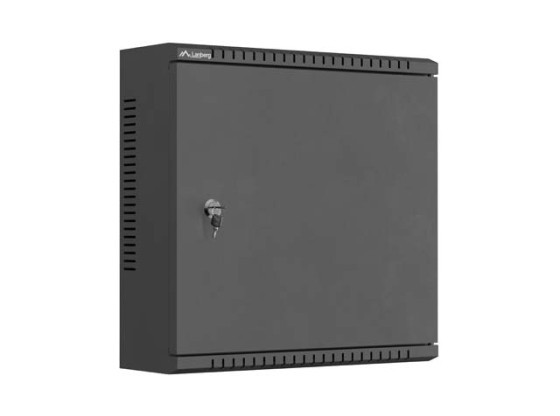 TPR 10-инчов монтажен шкаф с решетъчна плоча 400x400x140, черен, LANBERG (сглобен)