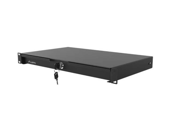 19-инчово чекмедже 1U/483×270 мм, максимална товароносимост до 90 кг, 4-точково закрепване, черно, LANBERG