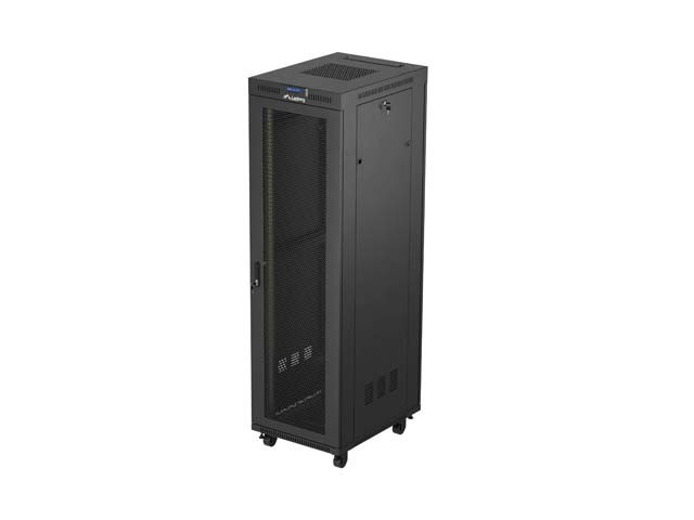 19" ШКАФ ЗА БАГАЖНИК СЪС СВОБОДНА СТОЙКА 42U/600X800 (ПЛОСКА ОПАКОВКА) С МРЕЖЕСТА ВРАТА LCD ЧЕРЕН LANBERG V2