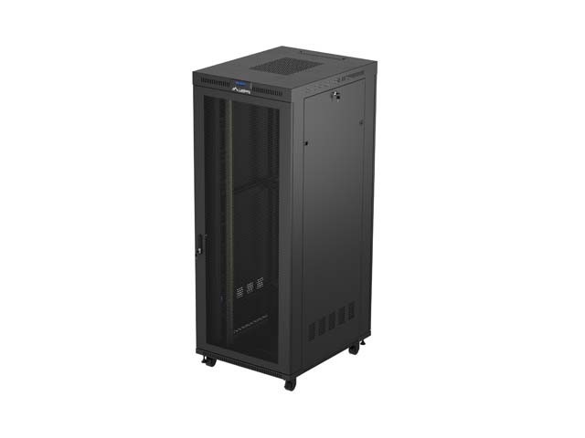 19" ШКАФ ЗА БАГАЖНИК СЪС СВОБОДНА СТОЙКА 42U/800X1000 (ПЛОСКА ОПАКОВКА) С МРЕЖЕСТА ВРАТА LCD ЧЕРЕН LANBERG V2