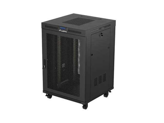 19" ШКАФ ЗА БАГАЖНИК СЪС СВОБОДНА СТОЙКА 22U/800X800 (ПЛОСКА ОПАКОВКА) ЧЕРЕН СЪС СТЪКЛЕНА ВРАТА LCD LANBERG V2