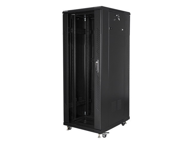 СТЕЛАЖЕН ШКАФ 19", СВОБОДНОСТОЯЩ 32U/600X800 СЪС СТЪКЛЕНА ВРАТА ЧЕРЕН LANBERG (СГЛОБЕН)