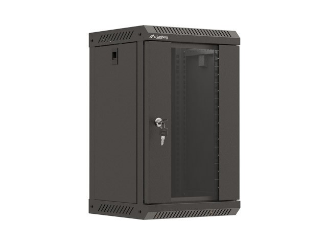 ИНСТАЛАЦИОНЕН ШКАФ 10" 9U 300X300 ЧЕРНА СТЪКЛЕНА ВРАТА LANBERG (ПЛОСКА ОПАКОВКА)